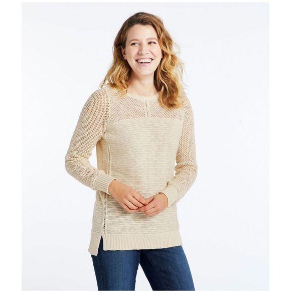 LL BEAN Women's Pointelle Mixed-Stitch Sweater Tunic - Picture 1 of 7